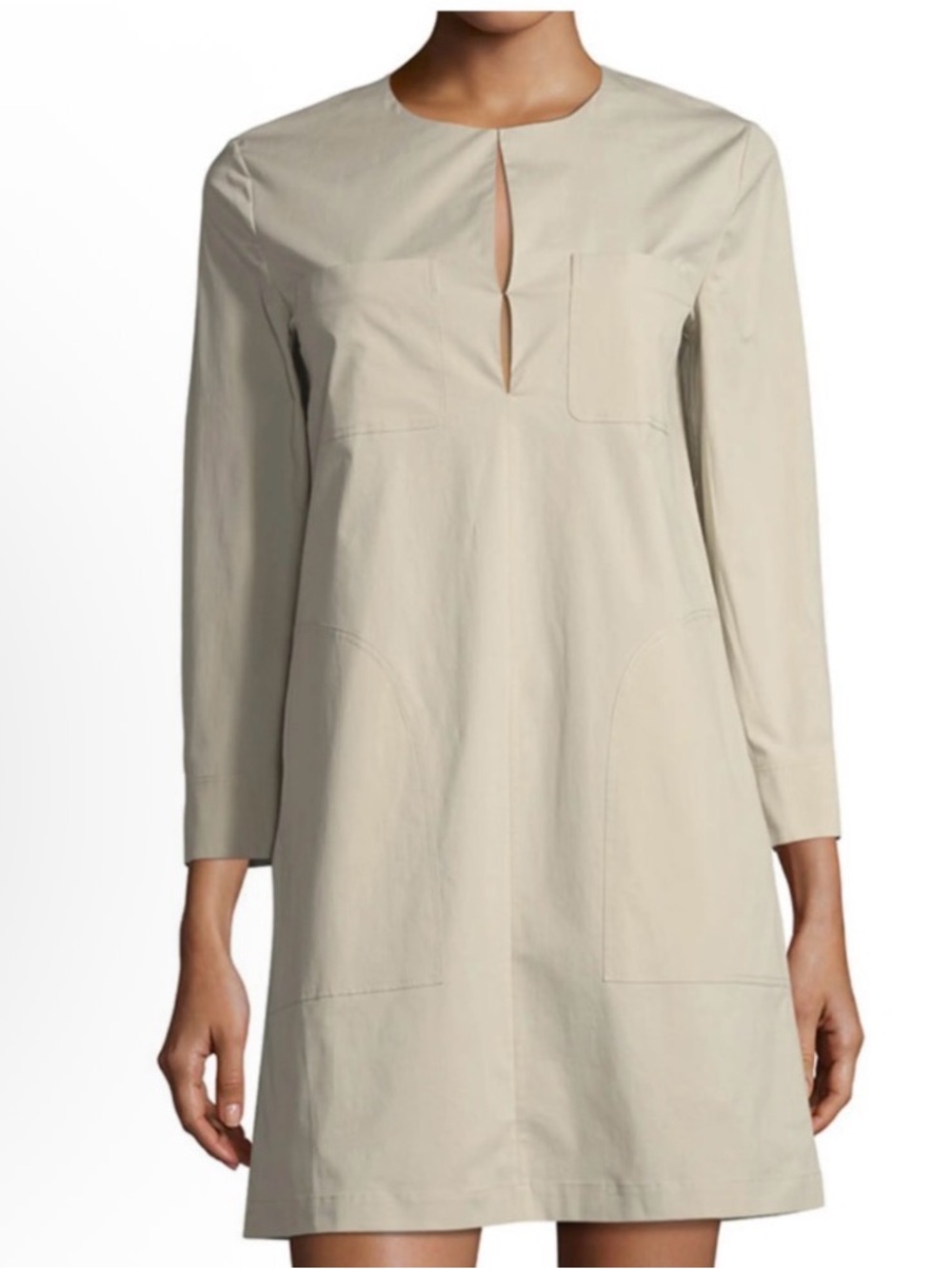 Theory Women’s Cream Long-Sleeve Shift Dress